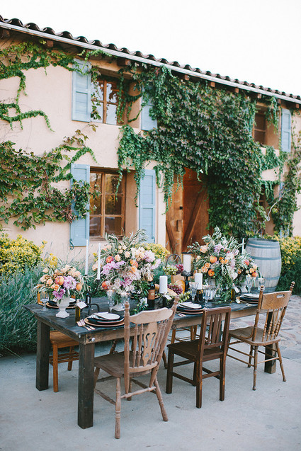 Tuscan vineyard wedding tablescape