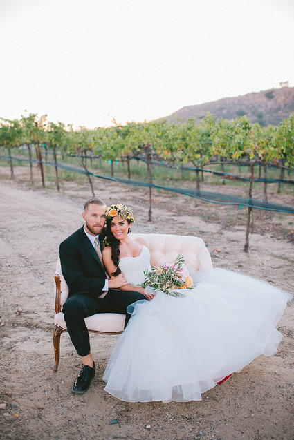 Tuscan vineyard wedding portrait