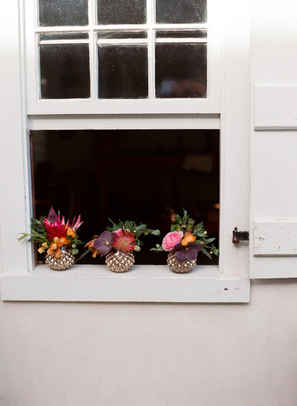 Tropical fall wedding florals