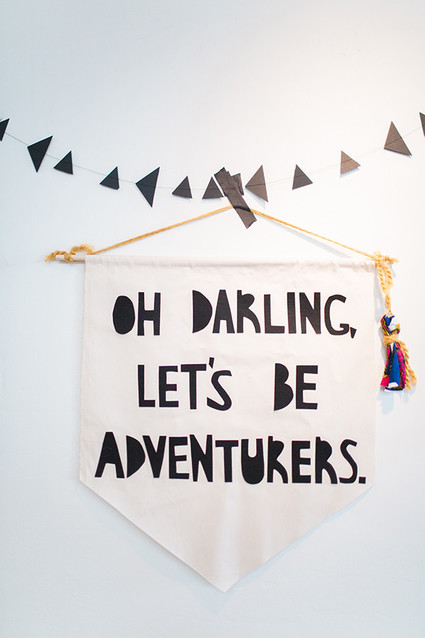 black and white nursery banner