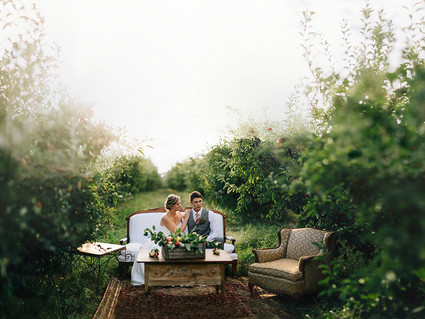Rustic fall wedding portrait