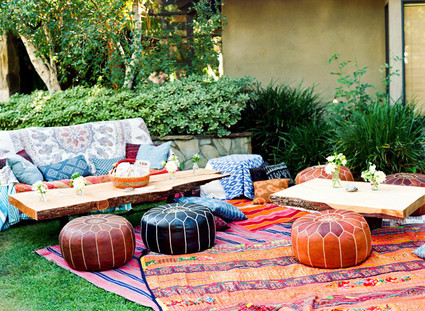Backyard fiesta wedding lounge area