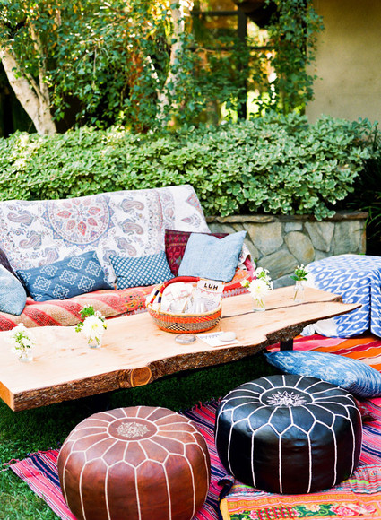 Backyard fiesta wedding lounge area