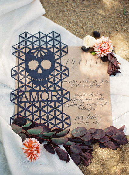 Dia de Los Muertos wedding menu Inspiration