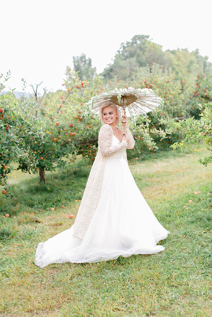 Apple orchard bridal portrait