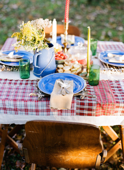 Rustic fall dinner outdoors