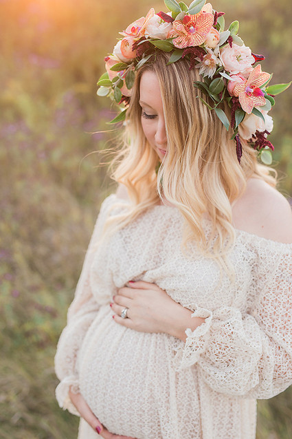 Flower crown maternity photos