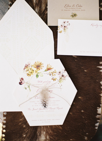 Fall bohemian wedding invitation