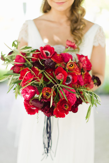 Red anemone bridal bouquet
