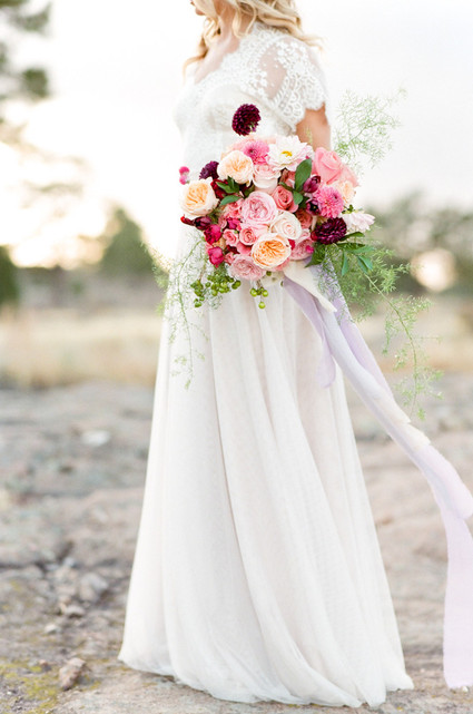 Colorful dahlia and rose bouquet