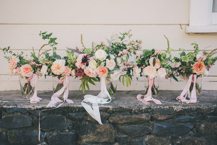 Soft peach bridal bouquets