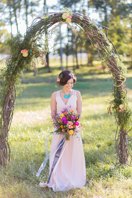 Blush bridal wedding gown
