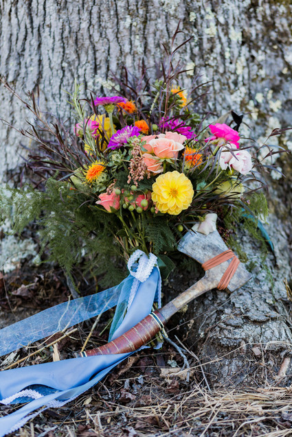 Colorful fall bridal bouquet