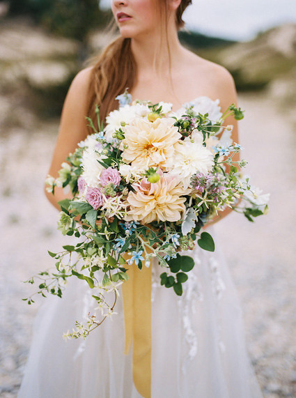 Yellow peony bridal bouquet