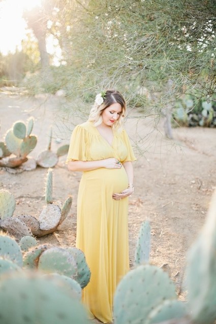 Cactus garden maternity photos