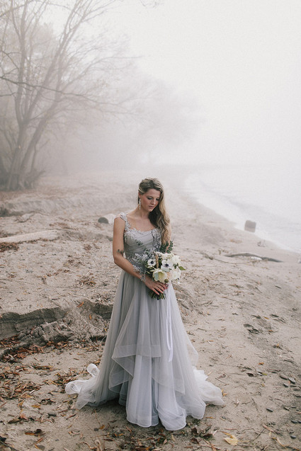 Seaside bridal portrait