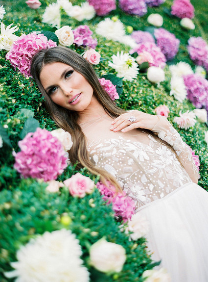 Romantic garden bridal portrait