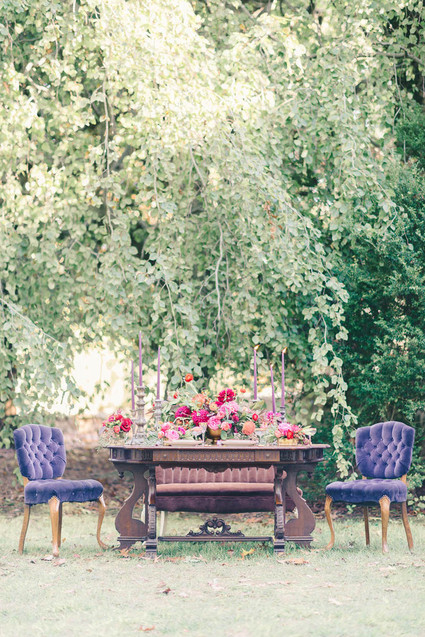 Jewel toned wedding tablescape
