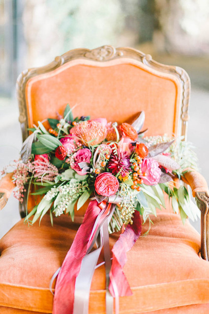 Jewel toned wedding florals Inspiration
