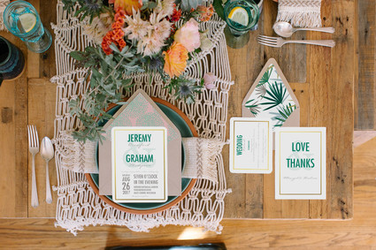 Wedding Paper Divas invitation suite with Justina Blakeney Inspiration