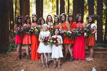 red bridesmaid gowns