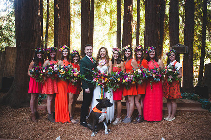 red bridesmaid gowns