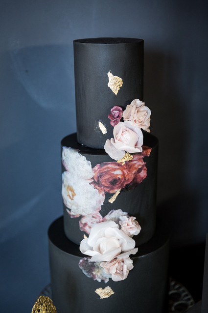 Dark floral wedding cake