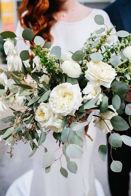 White and green bridal bouquet