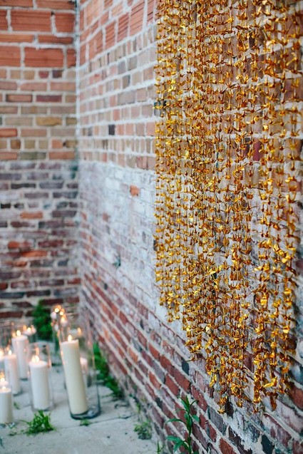 Gold paper crane ceremony backdrop,