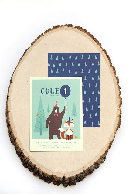 Bear 1st birthday invites from Minted
