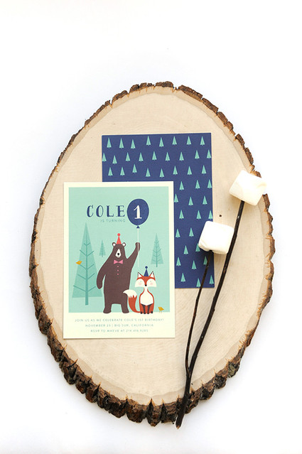 Bear 1st birthday invites from Minted