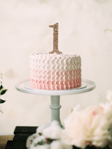 feminine pink first birthday cake