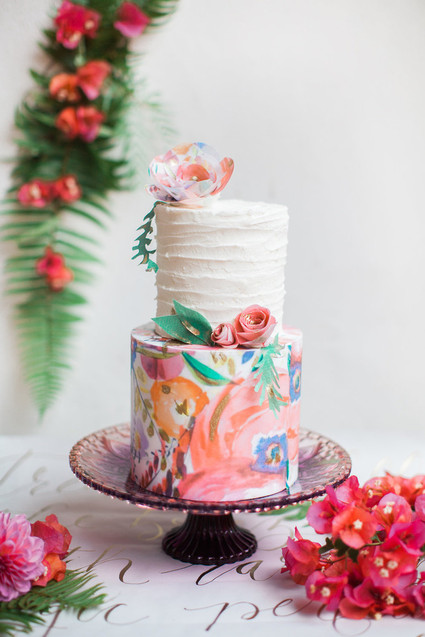 Colorful spring wedding cake