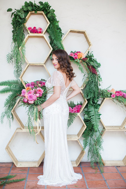 Colorful spring bridal portrait