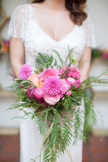 Colorful spring bridal bouquet