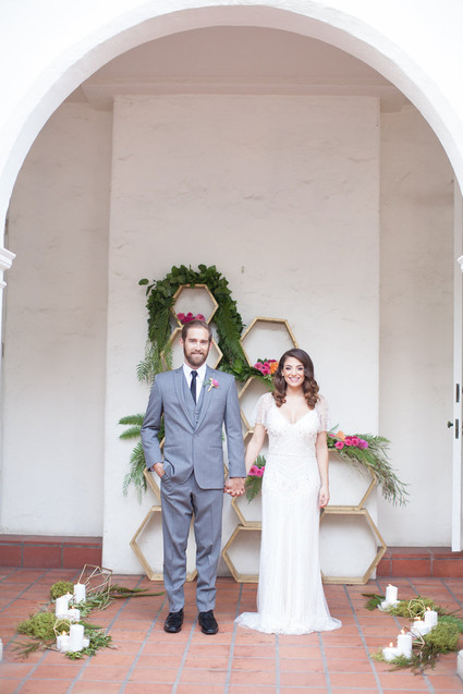 Colorful spring wedding portrait