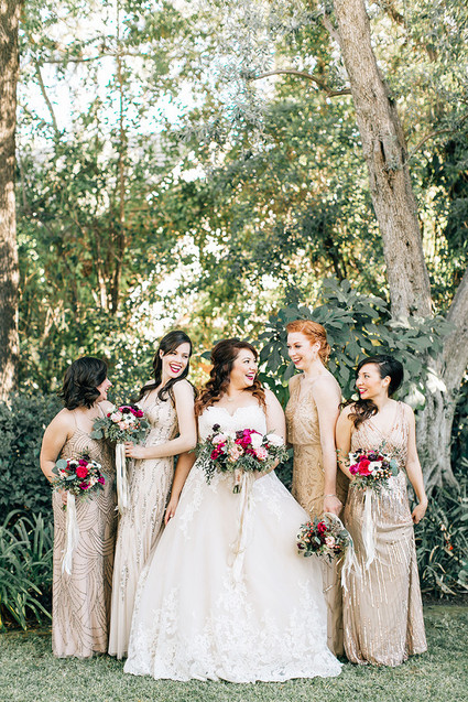 Gold bridesmaids dresses