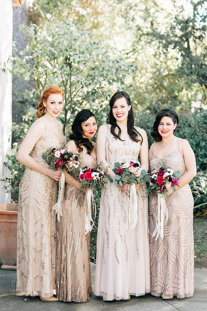 Gold bridesmaids dresses