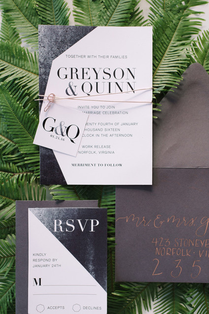 Industrial modern wedding invitation