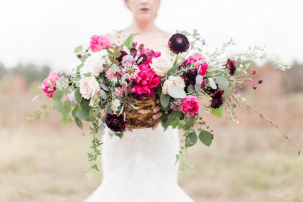 Pink + plum wedding florals