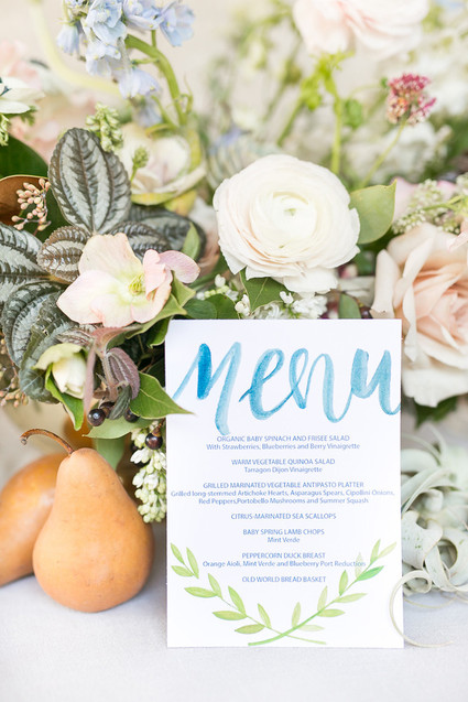 Spring wedding menu