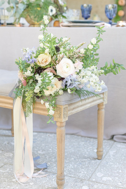 Soft blue spring bridal bouquet