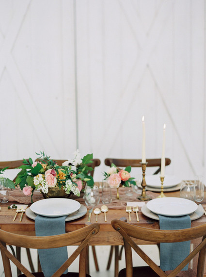 Romantic spring wedding tablescape