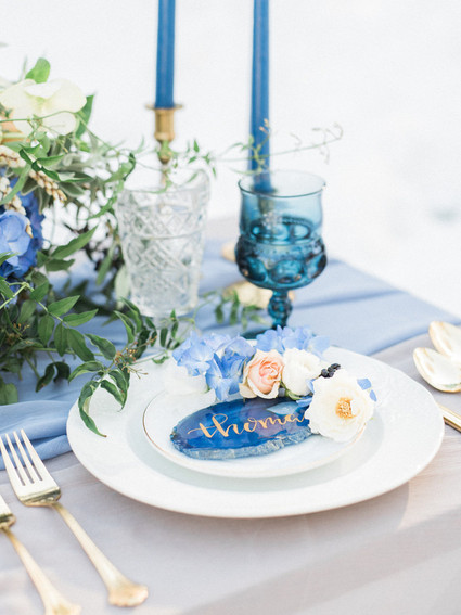 Blue wedding tablescape