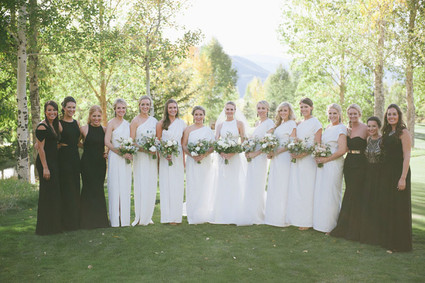 White and black bridesmaid dresses