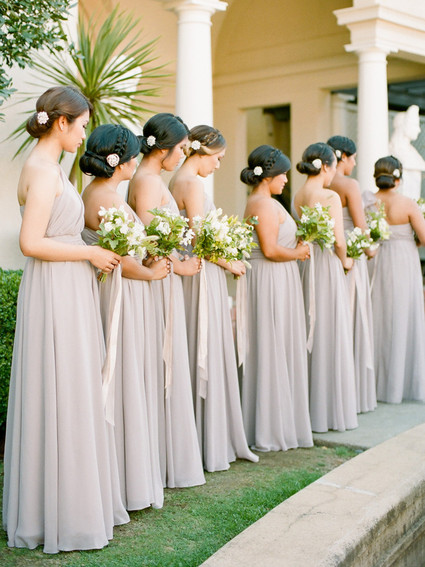 Pale grey bridesmaid dresses Inspiration