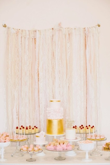 pink and gold dessert table