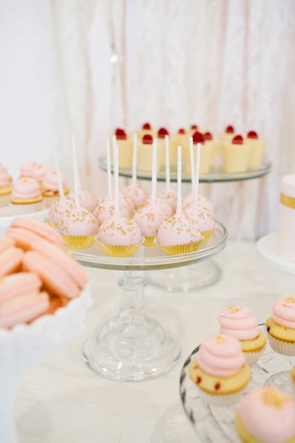 pink and gold dessert table