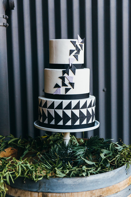 Modern black and white cake
