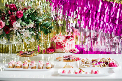 Pink and gold dessert table
